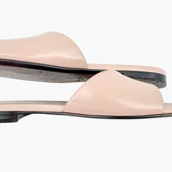 Prada Logo Cutout Flat Mule Sandals EU 37 US 7 Beige Tan Leather Slip On Slide - Picture 13 of 13